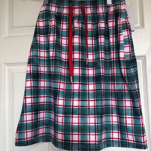 Plaid A-Line Skirt with Red Drawstring
